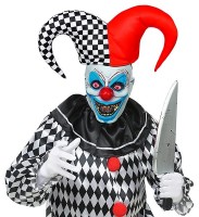 Preview: Nasty clown half mask with fool's cap