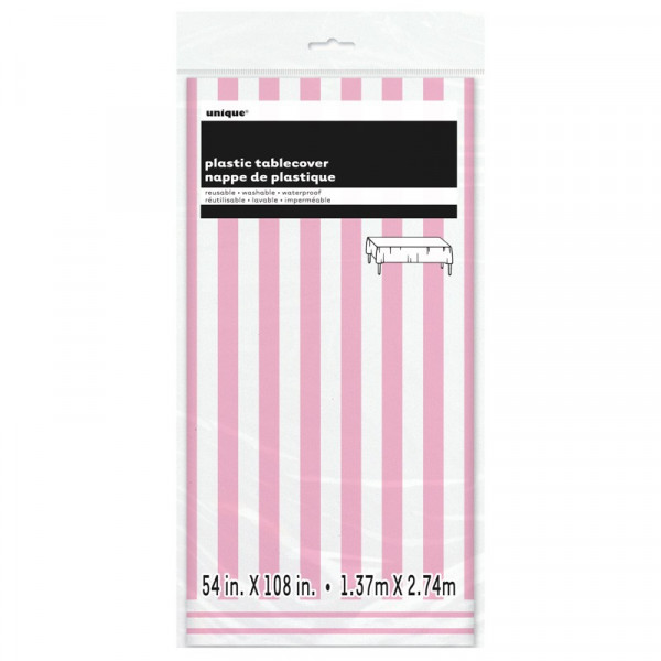 Party tablecloth Victoria light pink striped 137 x 274cm