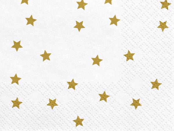 20 serviettes étoiles en or blanc 33cm