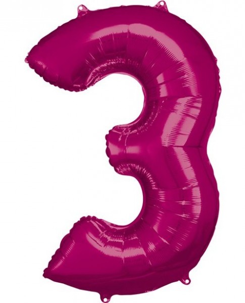 Pinker Zahl 3 Folienballon 86cm