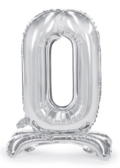 Zilver 0 staande folieballon 70cm