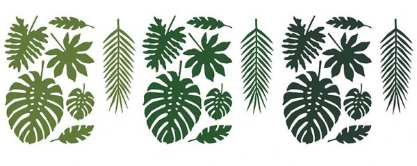 21 feuilles de palmier tropical en 7 formes