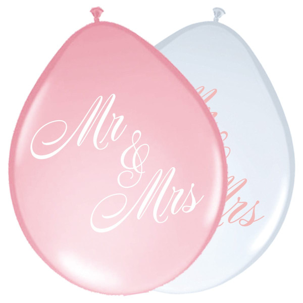 Pastelowe balony lateksowe Mr & Mrs 8 sztuk
