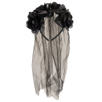 Black bridal headband with veil