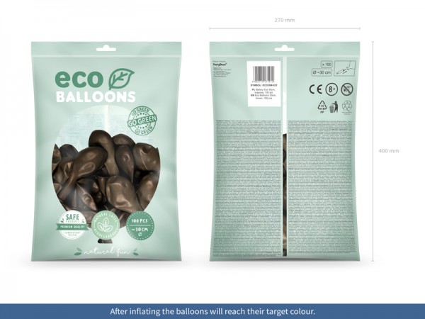 100 eco metallic balloons brown 26cm