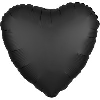Ædel satin hjerte ballon sort 43cm