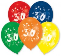 Voorvertoning: Set van 10 kleurrijke nummer 30 ballonnen