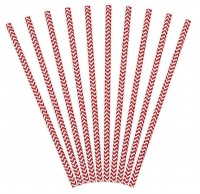 Aperçu: 10 pailles en papier zigzag rouge 19,5 cm