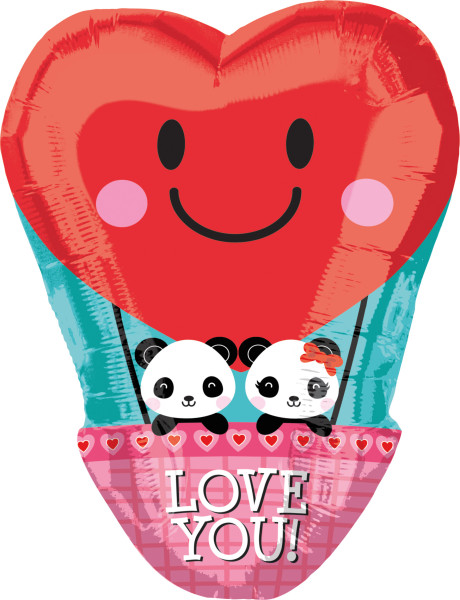 Palloncino Foil Panda in Love 33 x 43 cm