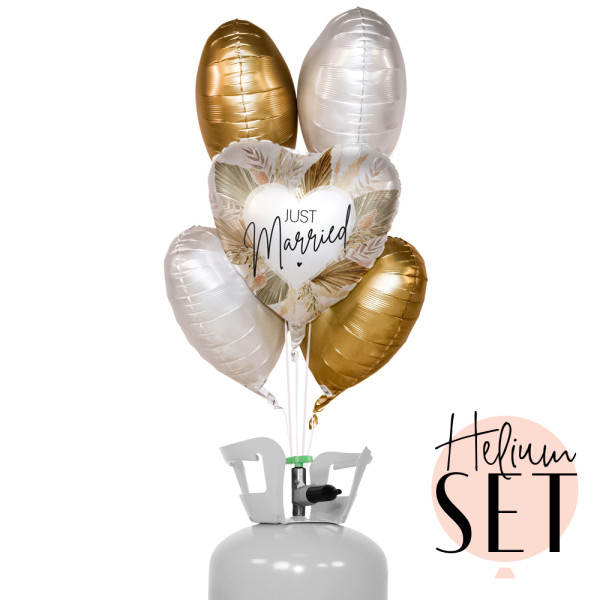 Bohemian Just Married Ballonbouquet-Set mit Heliumbehälter