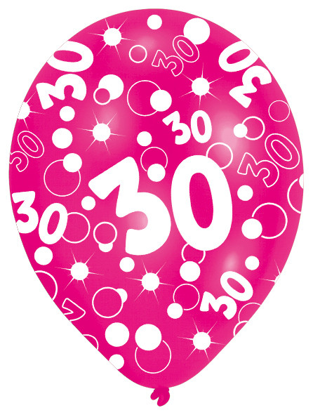 6 ballonnen bubbels 30e verjaardag kleurrijk 27,5 cm 2