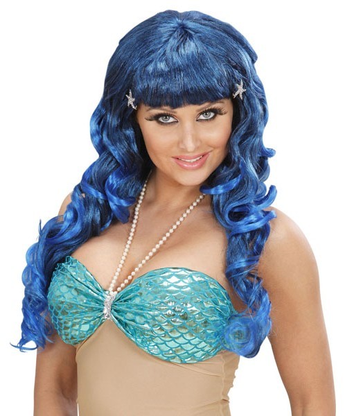 Sjöjungfru kvinnors peruk blå
