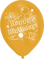 8 Happy Birthday Luftballons bunt