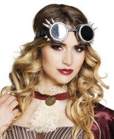 Srebrne okulary cyber steampunk