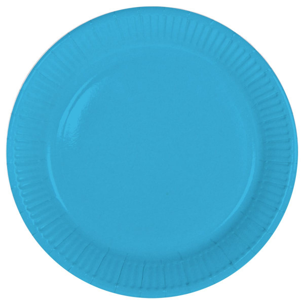 8 platos de papel Cleo, azul mar 23cm
