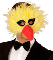 Vista previa: Máscara de pájaro amarillo con plumas