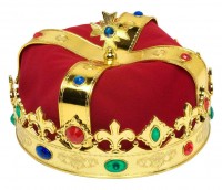 Oversigt: Royal krone med ædelstene og rød pude