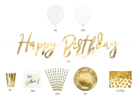 Golden Birthday Partypaket 60-teilig 2