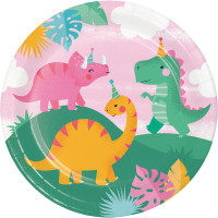 8 Dino Girls paper plates 23cm