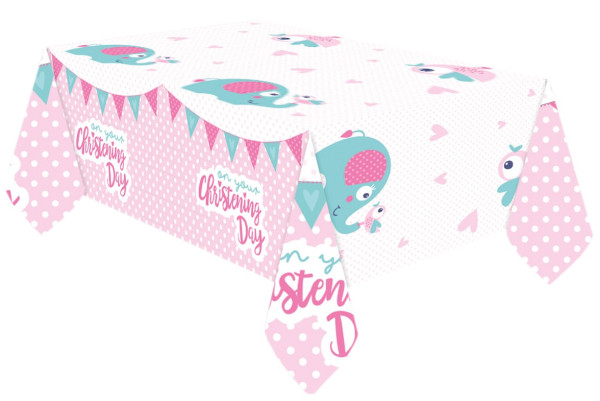 Christening Day tablecloth pink 1.8 x 1.2m