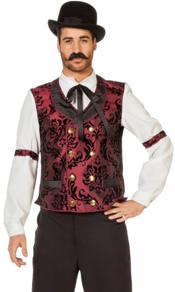 Western Gentleman kostym i elegant sammetsröd