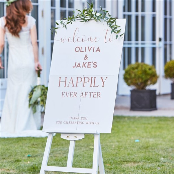 Floral signboard Welcome to our Wedding 85cm