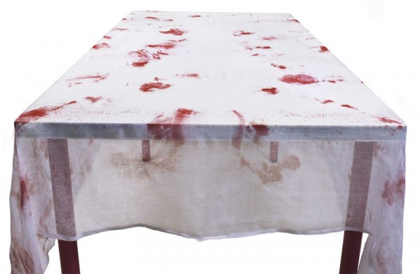 Blood smeared party tablecloth by Dr. Whoops 150 x 180cm