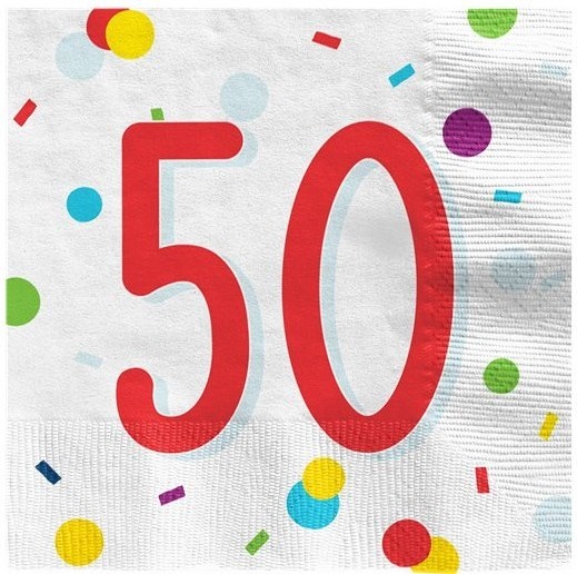 20 Konfetti Party Servietten 50. Geburtstag