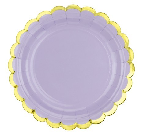 6 candy party paper plates lavender 18cm