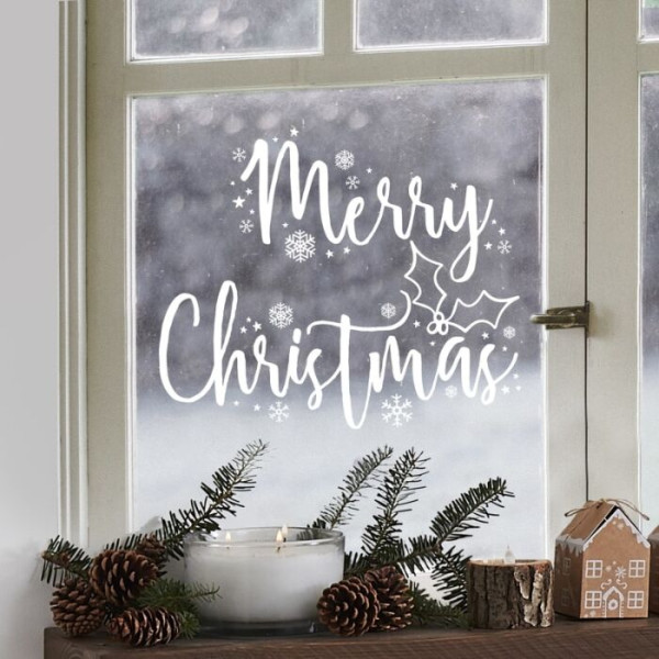2 stickers fenêtre Village d'hiver Joyeux Noël