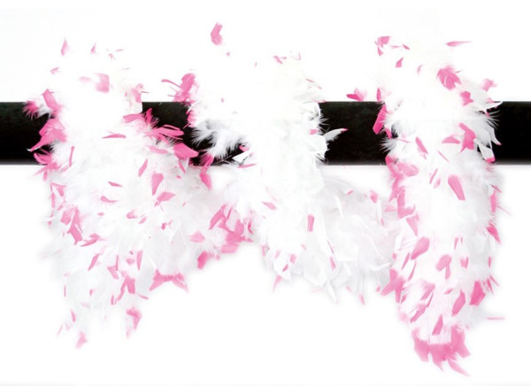 Szalik Boa z piórami Różowo-Biały 180 cm