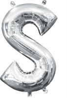 Mini folie ballon letter S zilver 40cm