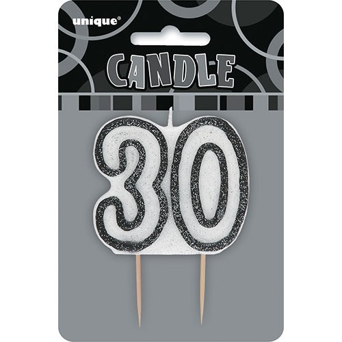 Happy Silver Sparkling 30th Birthday Candle