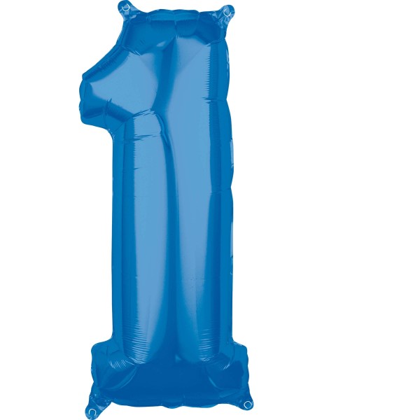 Blå nummer 1 folie ballon 66cm