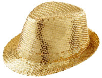 Złoty cekinowy kapelusz na przyjęcie