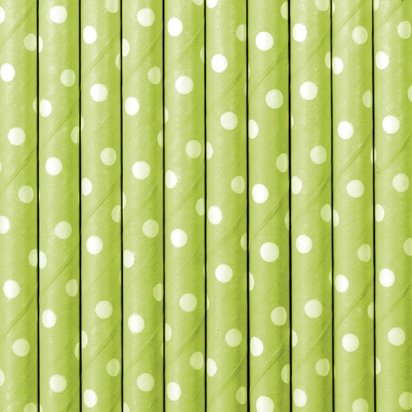 10 prikkede papirsugerør lysegrønne 19,5 cm 2