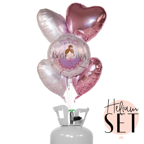 Dancing Ballerina Birthday Ballonbouquet-Set mit Heliumbehälter