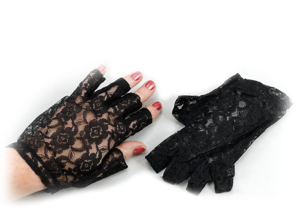Eleganti guanti di pizzo in nero