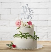 Cake topper matrimonio Mr & Mrs argento 25,5 cm