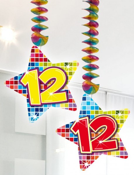 2 spiral hangers with stars 12th birthday