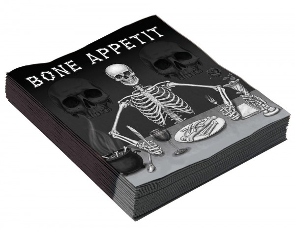 16 Bone Appetit Skeleton Servetter 33cm
