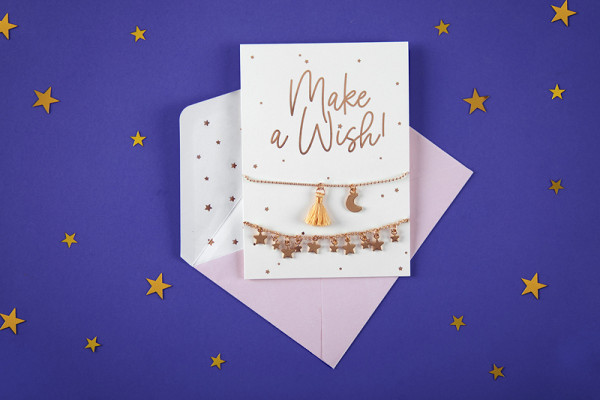 Make a wish greeting card with bracelets