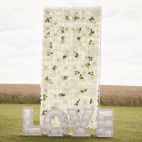 Vorschau: Romantische weiße Rosen Blumenwand