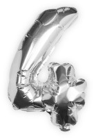 Anteprima: Palloncino in alluminio numero 4 argento 40 cm