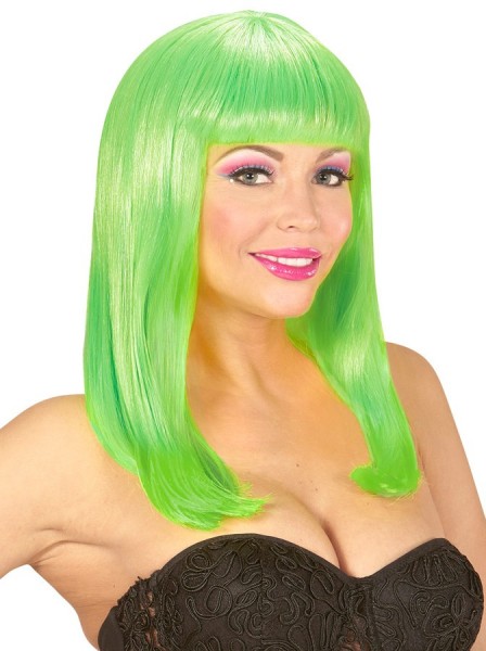 Neongrön glödande peruk för kvinnor 3