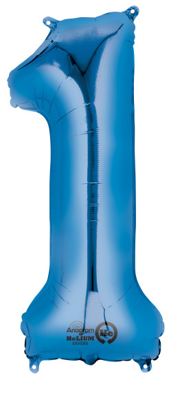 Balon numer 1 niebieski 86 cm
