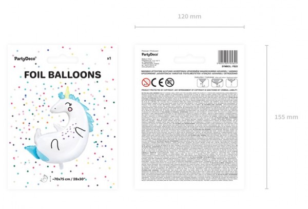 Unicorn sky foil balloon 70 x 75cm 2