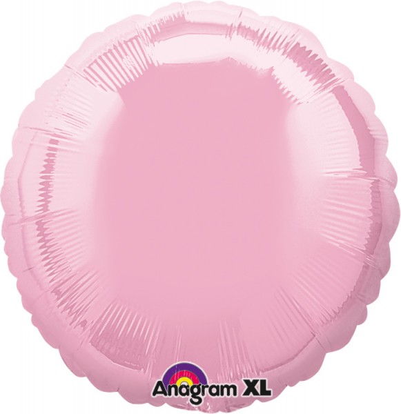 Ronde folieballon parelmoer roze 43cm