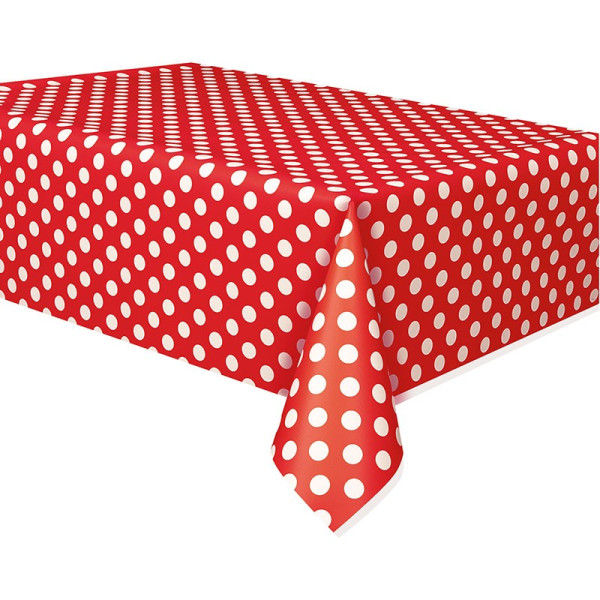 Party tablecloth Tiana red dotted 137 x 274cm