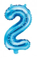 Oversigt: Nummer 2 folie ballon azurblå 35cm